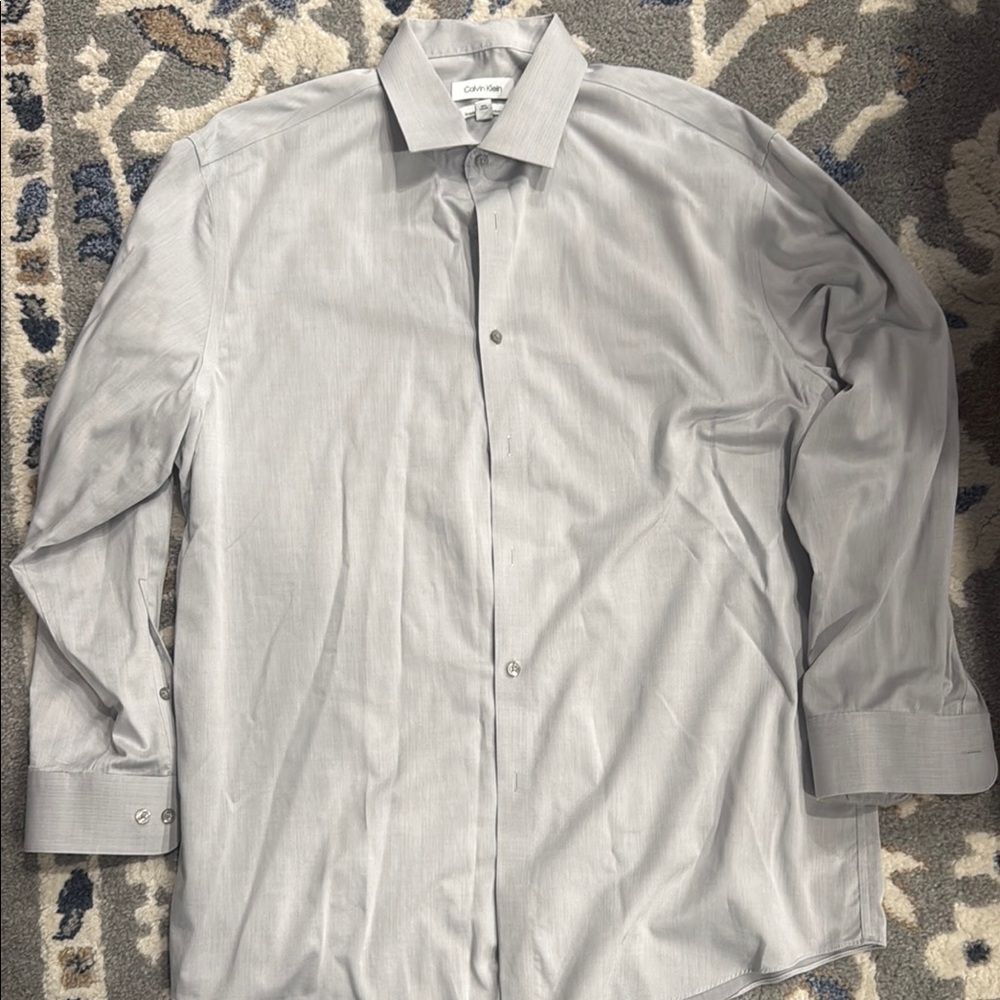Calvin Klein Gray Dress Shirt with Lustrous Finish